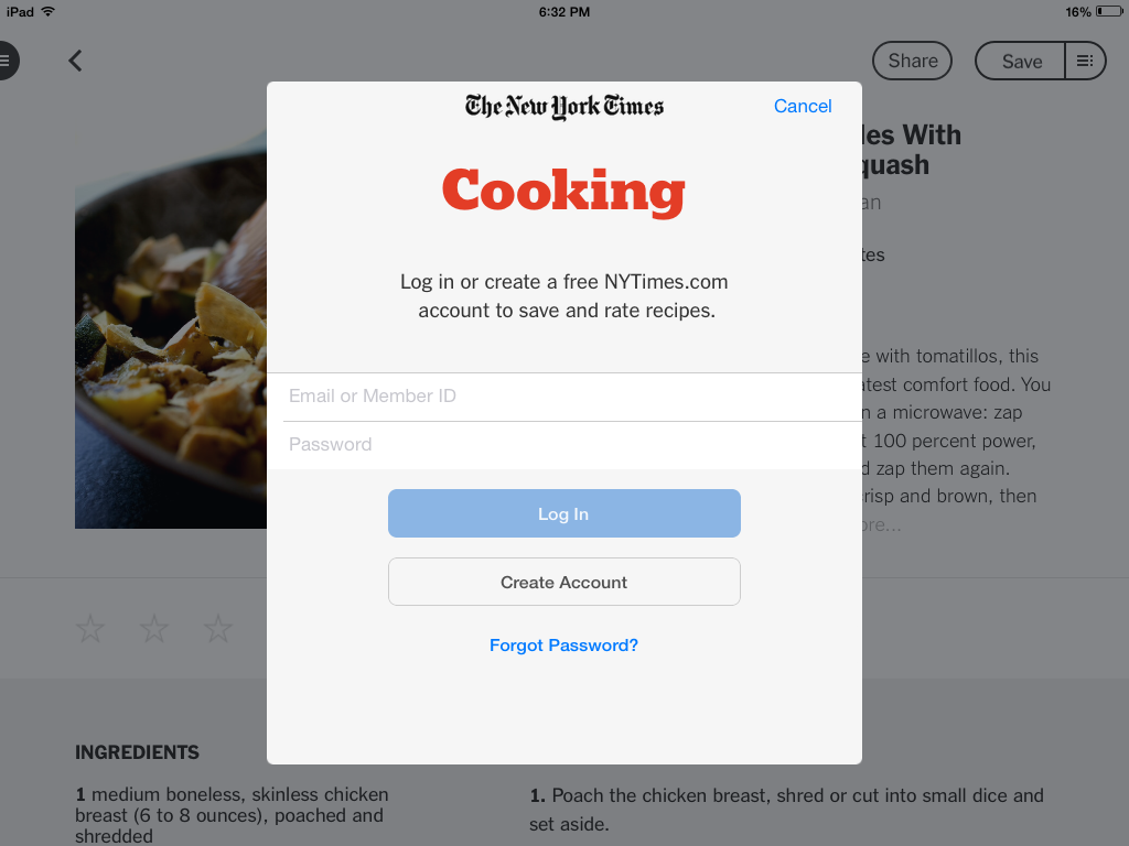 nytimes recipes for free